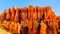 The vermilion colored Hoodoos of the Amphitheather Pinnacle rocks in Bryce Canyon National Park