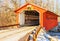 Vermont covered bridge and  winter holiday wreath