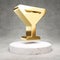 Vermout Glass icon. Shiny golden Vermout Glass symbol on white marble podium