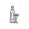 Vermouth bottle and glass color line icon. Alcoholic beverages.