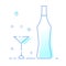 Vermouth glass and bottle set. Vector illustrator.