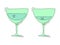 Vermouth glassware with smile face on white background. Cartoon sketch graphic design. Doodle style with black contour line. Cute