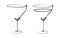 Vermouth or martini wineglass on white background. Graphic arts sketch design. Black one line drawing style. Hand drawn image.