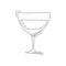 Vermouth wineglass on white background. Cartoon sketch graphic design. Doodle style. Black and white hand drawn image. Alcohol