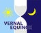 Vernal equinox. Day of spring equinox. Day and Night background. Design concept.