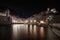 Vernazza , night photo on harbor and village skyline. Cinque terre, Liguria Italy