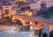 Verona. Bridge St. Peter on the Sunset