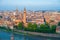 Verona. Image of Verona, Italy during summer sunrise. The famous tourist sight. Main observation deck