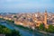 Verona. Image of Verona, Italy during summer sunrise. The famous tourist sight. Main observation deck