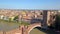 Verona, Italy: Aerial view of Castelvecchio Bridge Ponte di Castelvecchio and Castelvecchio Castle. Flying over historic city