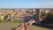 Verona, Italy: Aerial view of Castelvecchio Bridge Ponte di Castelvecchio and Castelvecchio Castle. Flying over historic city