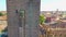 Verona, Italy: Aerial view of Castelvecchio Castle. Flying over the historic city center  with typical Italian apartment rooftops.