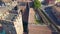 Verona, Italy: Aerial view of Castelvecchio Castle. Flying over the historic city center  with typical Italian apartment rooftops.