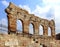 Verona, Italy - historic city center - ancient Roman Arena, Amphitheater walls with arches and auditorium