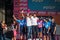 Verona, Italy June 2, 2019: All the Movistar Team celebrates on the stage of the Arena of Verona