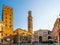 VERONA, ITALY, MARCH 19, 2016: people are strolling through piazza die signori dominated by torre die lamberti in the