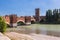 Verona, Italy. Scenery with Adige River and Ponte Scaligero and