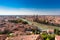 VERONA, ITALY- September 09, 2016: Panorama of city Verona, Italy. Scenery with Adige River, Bell towers of churches, tile roofs o