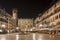 Verona - Piazza Erbe at night and Porta Leona and Palazzo Maffei in backgroud