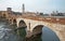 Verona - Pietra bridge - Ponte Pietra and Duomo tower