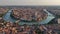 Verona skyline, aerial view of historical city centre, red tiled roofs, Italy