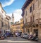 Verona, stone bridge area, detail of an old Veronese building, architecture of a past time.