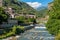 Verres on a sunny summer day. Aosta Valley, northern Italy.