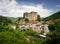 VERRUCOLA, LUNIGIANA, ITALY - AUGUST 12, 2019 - General view of Verrucola, picturesque village with its castle fortress