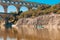Vers-Pont-du-Gard, Gard / Occitanie / France - September 26, 2018: Outdoor activities on the Gardon River near Pont du Gard
