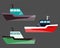 Version Fishing Ships. Vector water isolated flat transport icon. Ship at sea, shipping boat, motor boat ocean transport