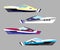 Version modern yacht icons. Ship at sea transport, shipping boat. Vector illustration