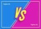 Versus banner with vs sign and frame on modern cyan pink color background