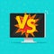 Versus battle on computer vector illustration, flat cartoon design pc display with vs text, idea of cybersport icon