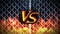 Versus fight animation on metallic wire fence background. VS on spark fire. Sports battle. CG loop animation.