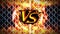 Versus fight animation on metallic wire fence background. VS on spark fire. Sports battle. CG loop animation.
