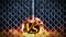 Versus fight animation on metallic wire fence background. VS on spark fire. Sports battle. CG loop animation.