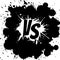 Versus letters logo. Black V and S on white splash