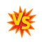 Versus letters or vs logo vector emblem on explosion shape