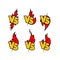 Versus sign surrounded by flames. Color symbol.