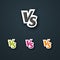 Versus VS logo icon Letter bright vs on a dark background Set Template background for team competition battle versus vs flat logo