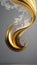 Vertical abstract background with abstract golden figure and white smoke. Minimalist style