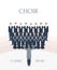 Vertical advertising poster of performance classical choir. Man and woman singers together with conductor. Colorful