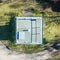 Vertical aerial photograph of a former watchtower at the inner-German border between the Federal Republic of Germany and the