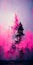 Vertical AI-generated image of a black pink abstract mystical castle for wallpapers