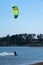VERTICAL: Athletic male is kitesurfing in the scenic Adriatic seaside in Croatia