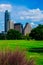 Vertical Austin Cityscape Mid Day Green Grass Park Happiness