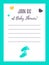 Vertical baby shower invitation template with a cute feet print. Itâ€™s a boy