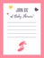 Vertical baby shower invitation template with a cute feet print. Itâ€™s a girl