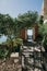 Vertical of backyard in Positano near the blue sea of Amalfi coast, Campania in Italy on a sunny day