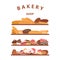 Vertical bakery banners. Baking, bread and cakes. Vector flat